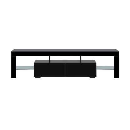 Transform Your Living Space: Modern Gloss Black Entertainment Unit with LED RGB
