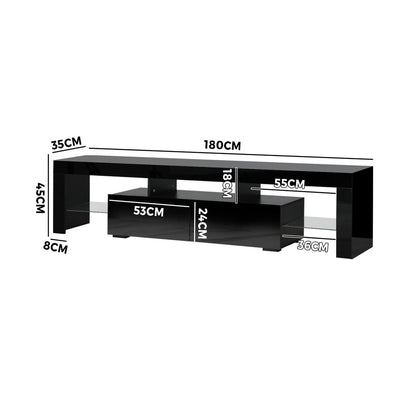 Transform Your Living Space: Modern Gloss Black Entertainment Unit with LED RGB