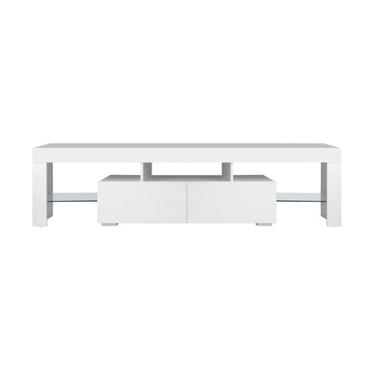 TV Cabinet Entertainment Unit Stand LED RGB Gloss Furniture White 180CM