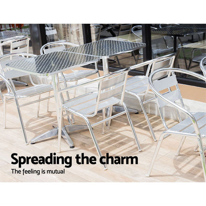 Outdoor Bar Table Adjustable Aluminium Square 70/110Cm