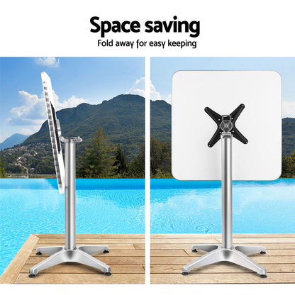 Outdoor Bar Table Adjustable Aluminium Square 70/110Cm
