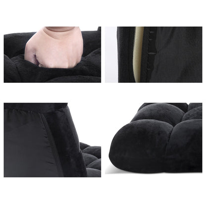 Lounge Sofa Bed Flannel Fabric Black
