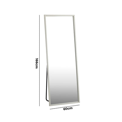 Wooden Full Length Mirror 166x60cm Rectangle White