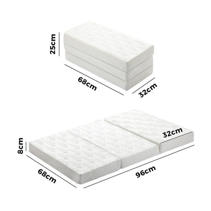 Folding Mattress 3-Fold Foldable Foam White