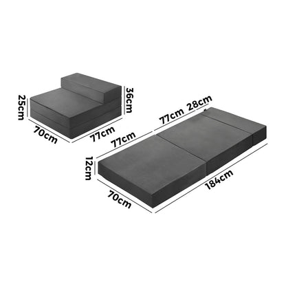 Foldable Foam Mattress Floor Bed Grey Single