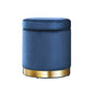 Ottoman Storage Foot Stool Round Velvet Navy
