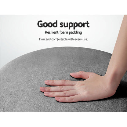 Ottoman Foot Stool Round Velvet Charcoal