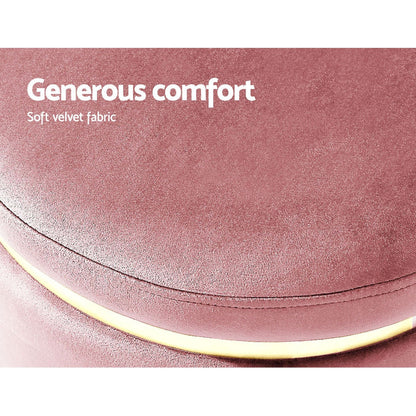 Ottoman Foot Stool Round Velvet Pink