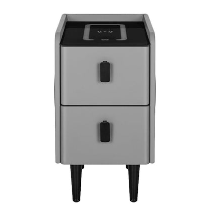Smart Bedside Table 2 Drawers with Wireless Charging Ports LED Grey AIDA
