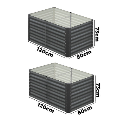 Garden Bed Kits Raised Vegetable Planter x 2 Galvanised Steel 120x80x73CM
