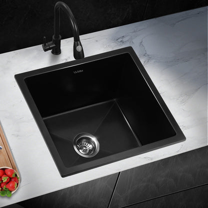 Kitchen Sink Stone Sink Granite Laundry Basin Single Bowl 45cmx45cm Black
