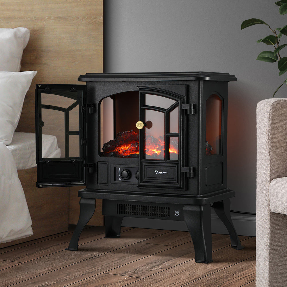 Vevare Electric Fireplace Heater Freestanding 3D Flame Effect 2000W