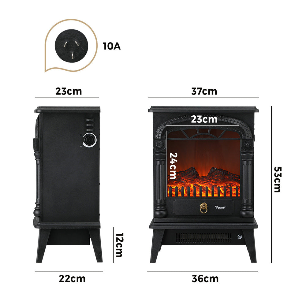 Vevare Electric Fireplace Heater 3D Flame Effect 2000W Freestanding