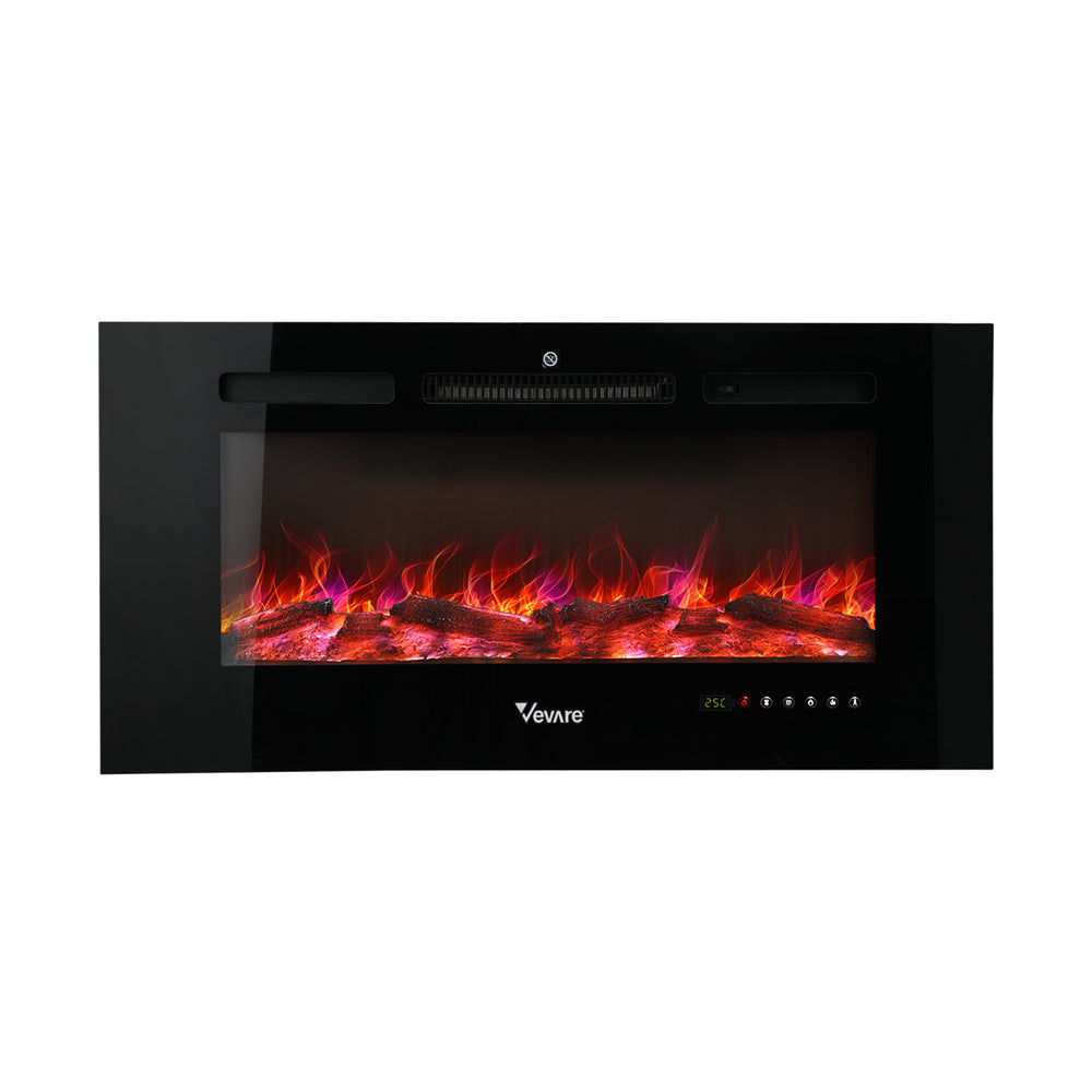 Vevare Electric Fireplace Heater Wall Mounted 3D Flame Effect 2000W