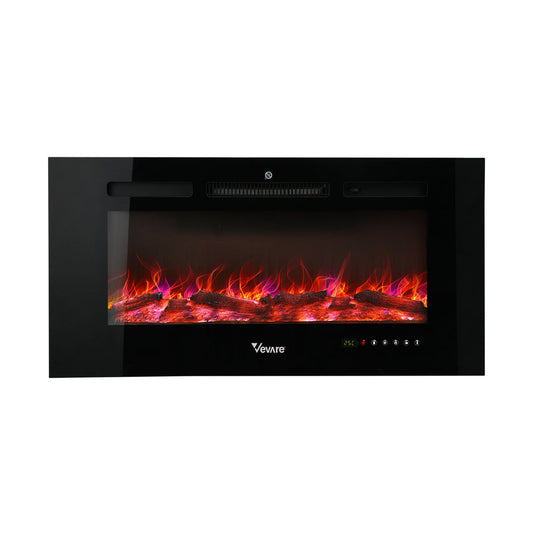 Vevare Electric Fireplace Heater Wall Mounted 3D Flame Effect 2000W