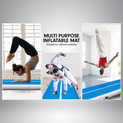 4m Airtrack Tumbling Mat Gymnastics Exercise Air Track - Blue White