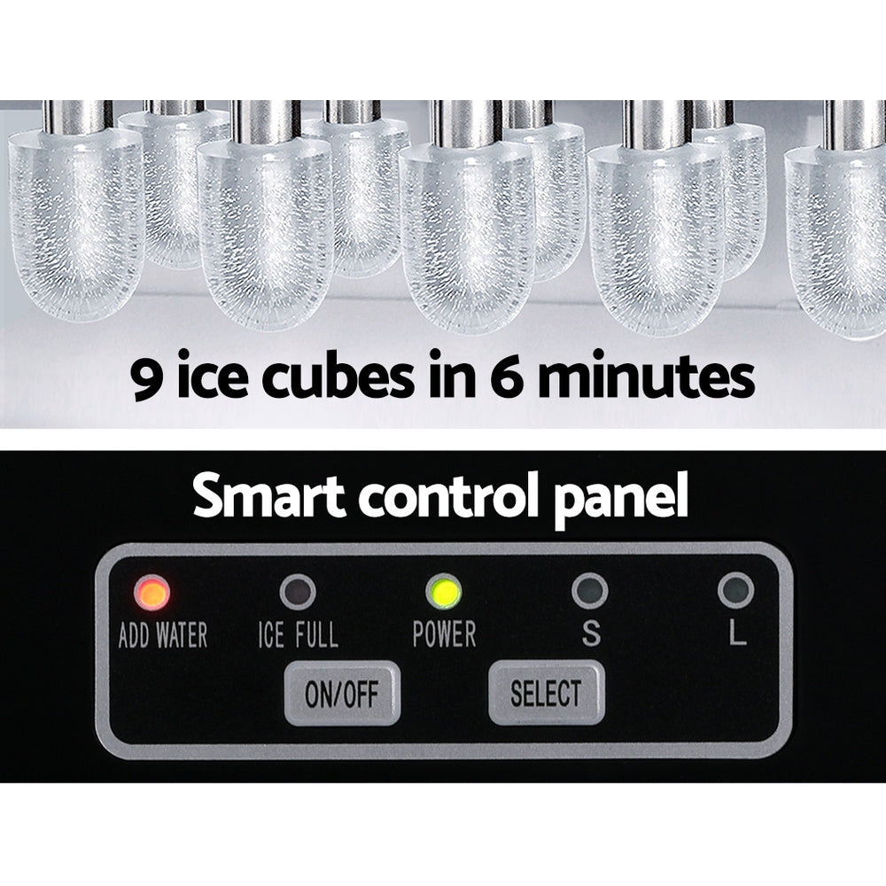 12kg Self-Cleaning Ice Maker Machine in Chic White/Black