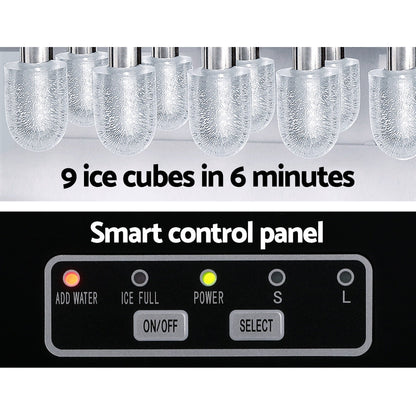12kg Self-Cleaning Ice Maker Machine in Chic White/Black