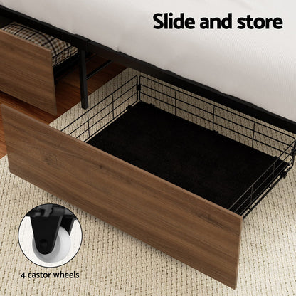 2X Bed Frame Storage Drawers Trundle Black