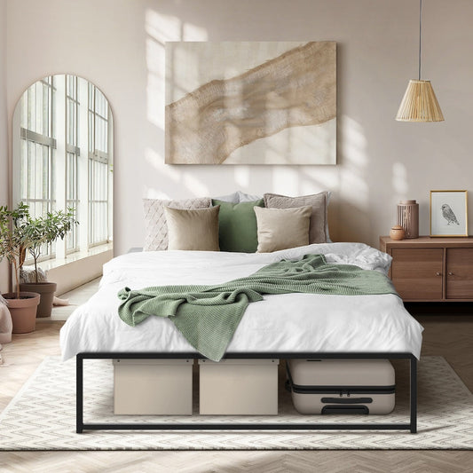 Metal Bed Frame KIng Size Beds Base Platform White