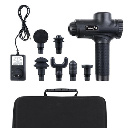 Massage Gun 30 Speed 6 Heads Vibration Muscle Massager Chargeable Black