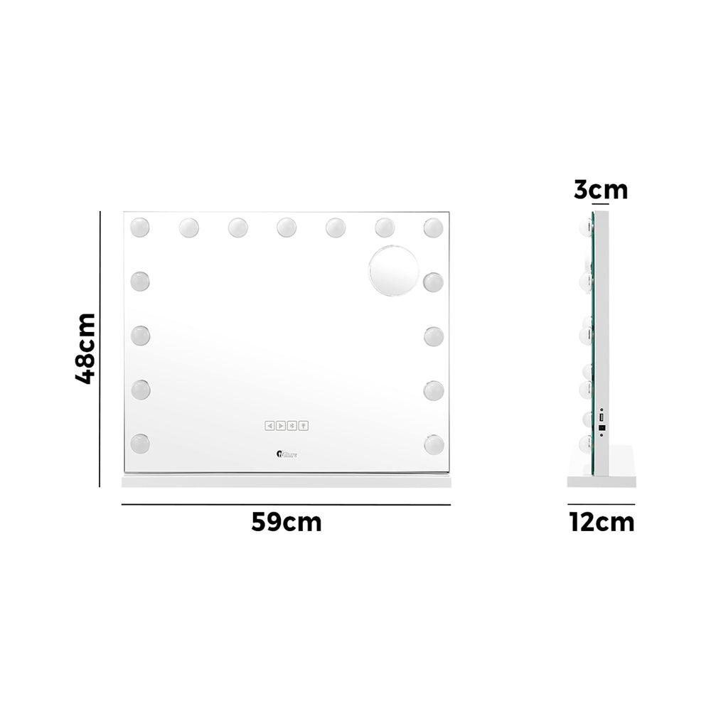 Bluetooth Hollywood Makeup Mirrors with LED Light 58x46cm Vanity Mirror