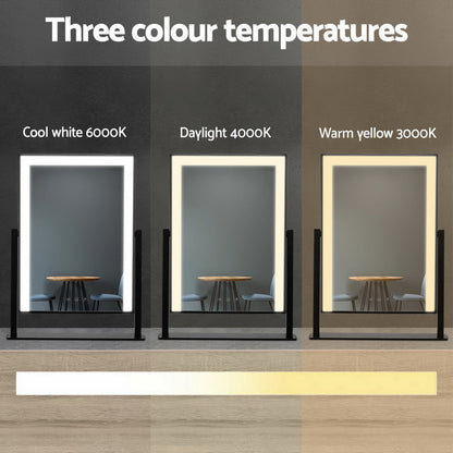 Makeup Mirror 30x40cm Hollywood Vanity with LED Light Rotation Black