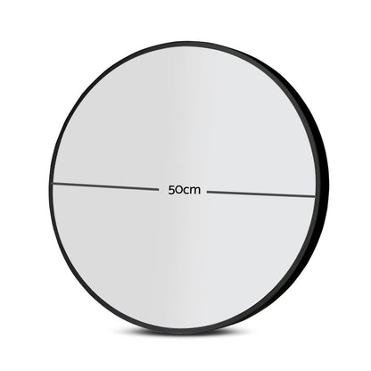 Wall Mirror Makeup 50Cm Home Decor Framed Mirrors Bathroom Round Black