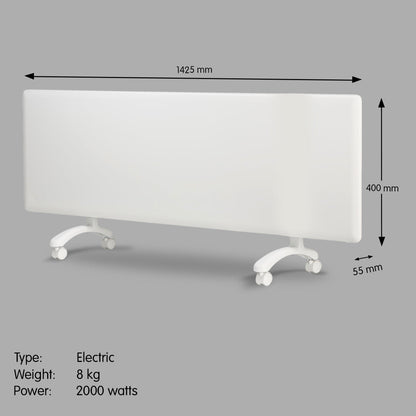 2400w electric panel heater with thermostat & castors