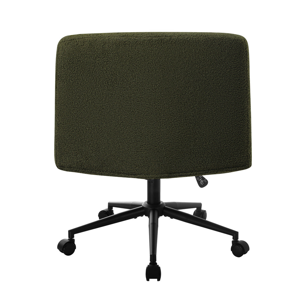 Armless Office Chair Wide Seat with Wheels Boucle Green