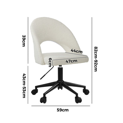 High Back Hollow Armless Office Chair Boucle White&Black