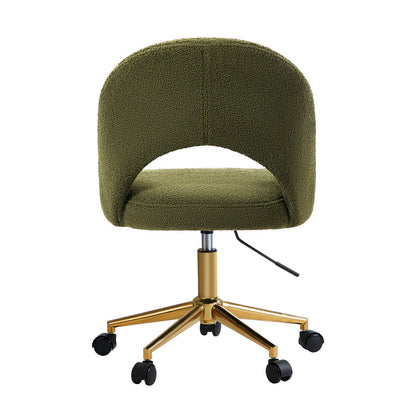 High Back Hollow Armless Office Chair Boucle Green&Gold