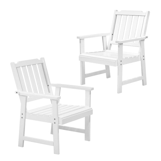 Outdoor Armchair Wooden Patio Furniture 2PCS Chairs Set Garden Seat White