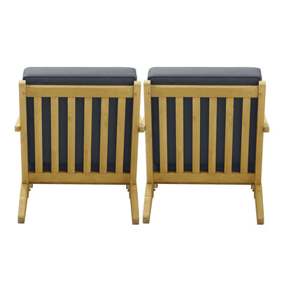 2PCS Outdoor Armchair Furniture Lounge Wooden Chair Patio Garden Sofa Set