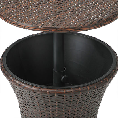 Rattan Cooler Ice Bucket Table Storage Black/Brown