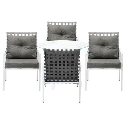 Outdoor Dining Set 2 Seater Rattan Armchair Glass Table