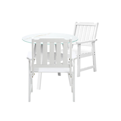 3PC Outdoor Dining Set Solid Wood Chair and Table