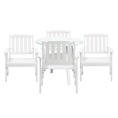 5PC Outdoor Dining Set Solid Wood Chair and Table