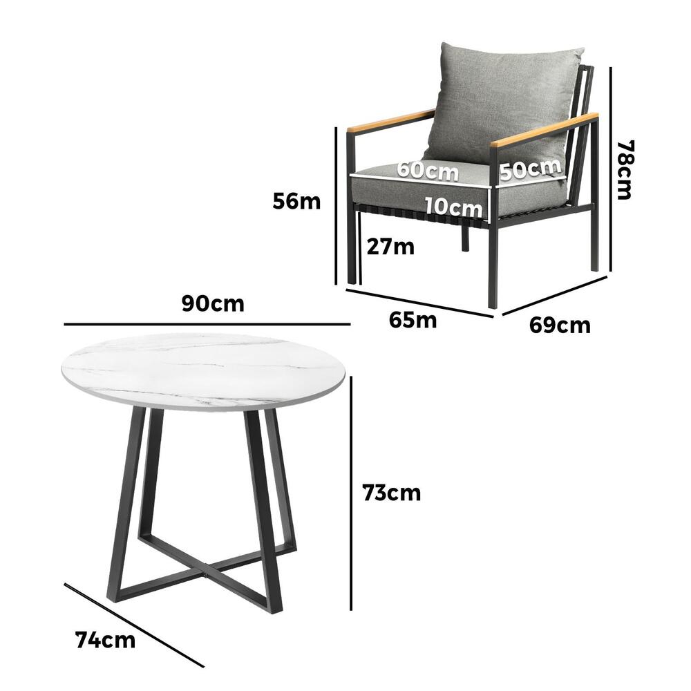 5PCS Outdoor Dining Setting Table Sofa Chairs Patio Furniture Bistro Set