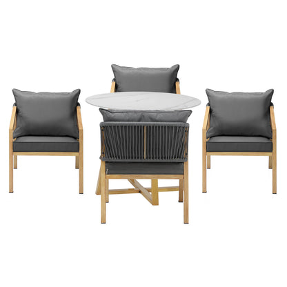 3PCS/5PCS Outdoor Dining Set 90cm Table&Lounge Chairs