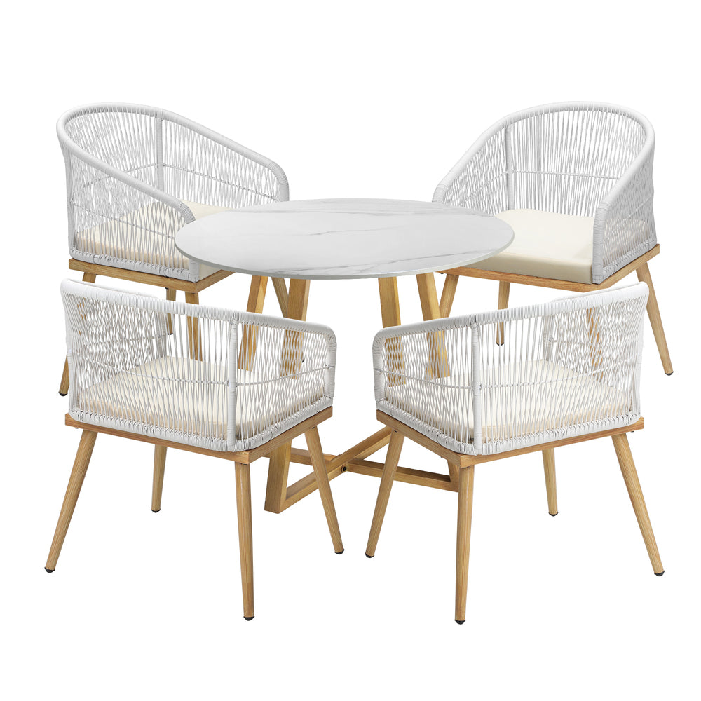 3/5 Pieces Outdoor Dining Set Table&Lounge Chairs for Patio