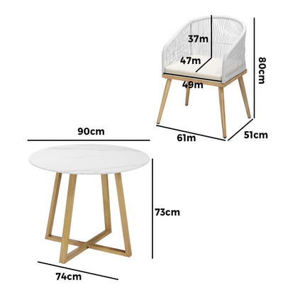 3/5 Pieces Outdoor Dining Set Table&Lounge Chairs for Patio