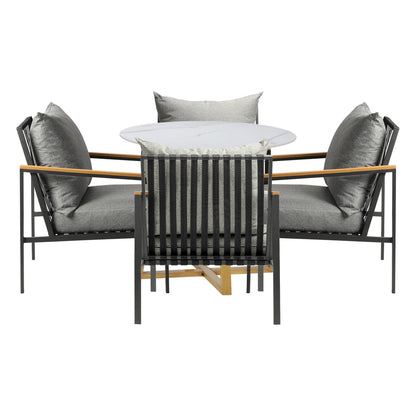 5PCS Outdoor Dining Setting Table Sofa Chairs Patio Furniture Bistro Set