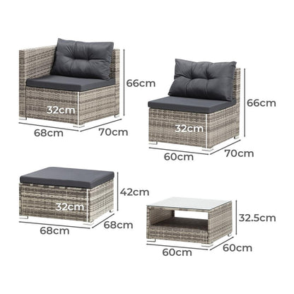  Outdoor Lounge Setting 5pc Wicker Sofa Set Rattan Patio Garden Furniture