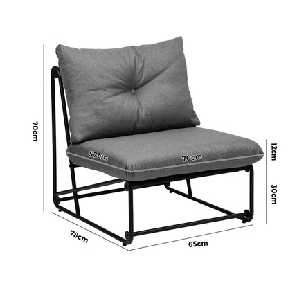 2PCS Outdoor Dining Chairs Patio Sofa Lounge Chair Grey