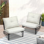 2PC Outdoor Lounge Chairs Patio Sofa with Cushions Grey
