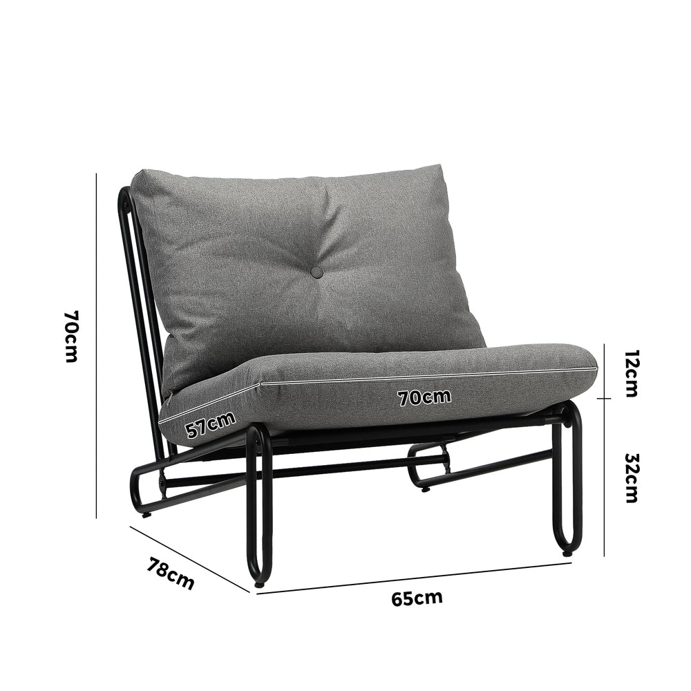 2PC Outdoor Lounge Chairs Patio Sofa with Cushions Beige