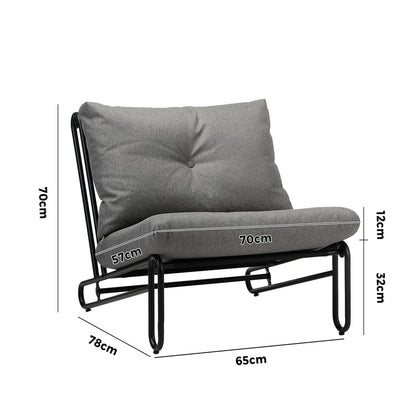 2PC Outdoor Lounge Chairs Patio Sofa with Cushions Beige