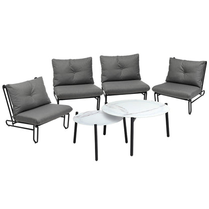 Outdoor Sofa Set Coffee Table with Chairs Grey