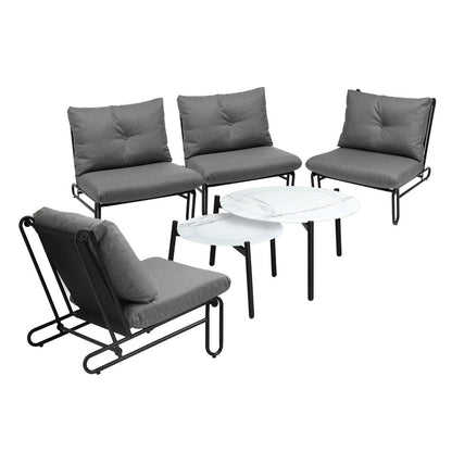 Outdoor Sofa Set Coffee Table with Chairs Grey